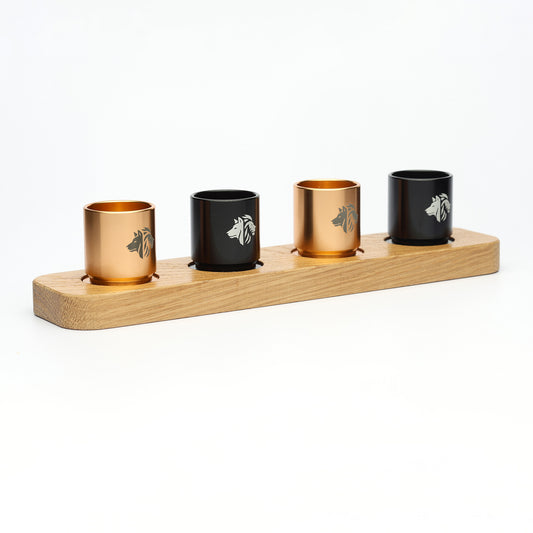 4 Shot Wood Tray
