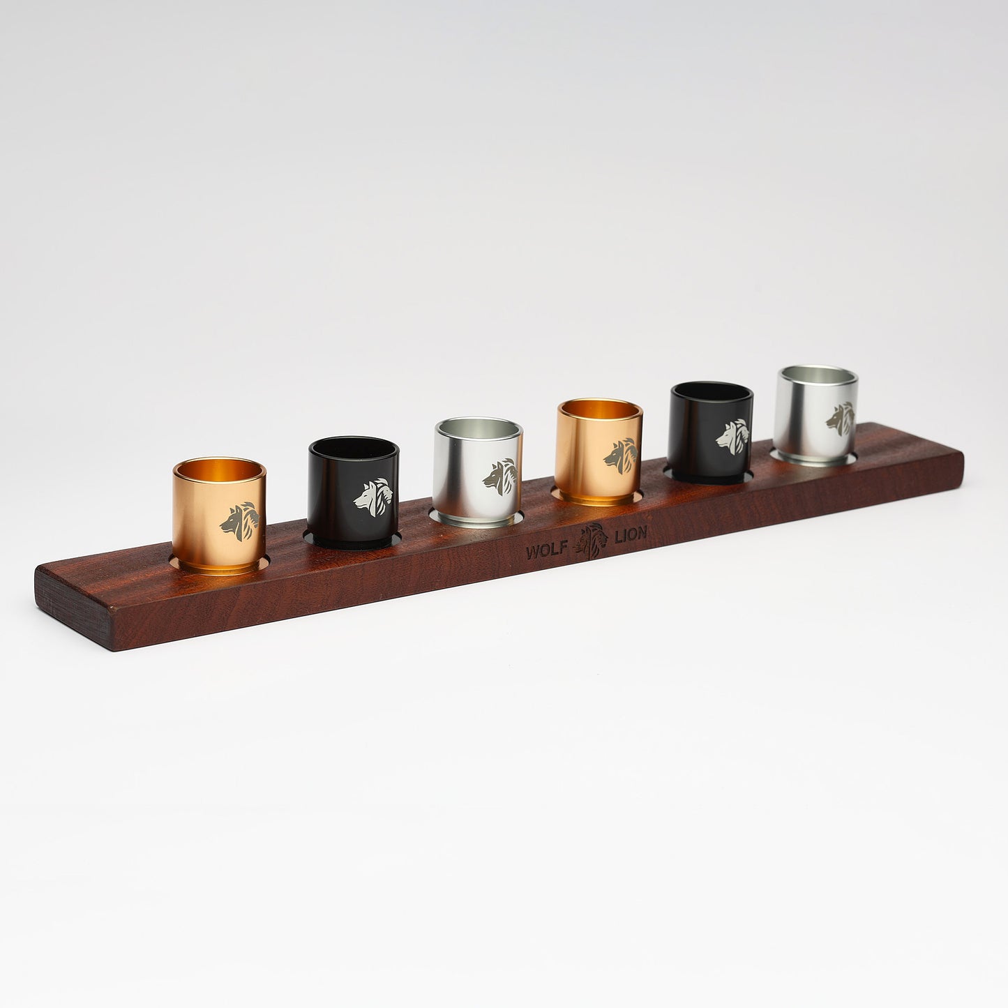6 Shot Cups - Oak Wood Tray